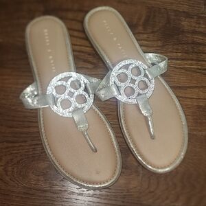Kelly & Katie Rhinestone Gold Size 9 Sandals New